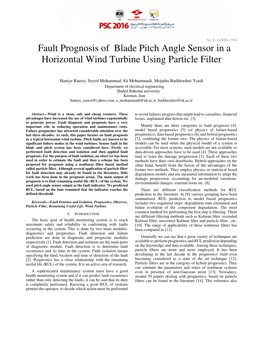 PDF) Fault Prognosis of Blade Pitch Angle Sensor in a Horizontal ...