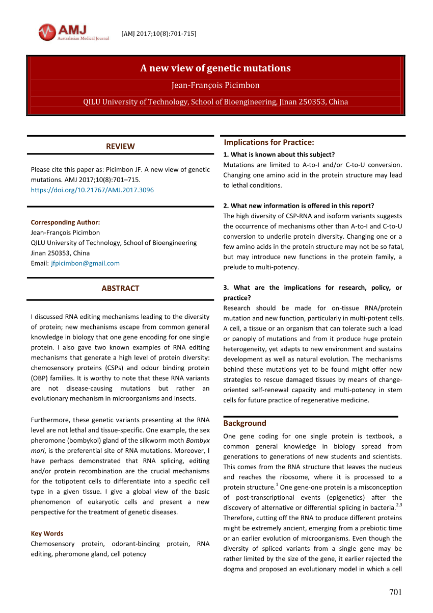 research paper about genetic mutations