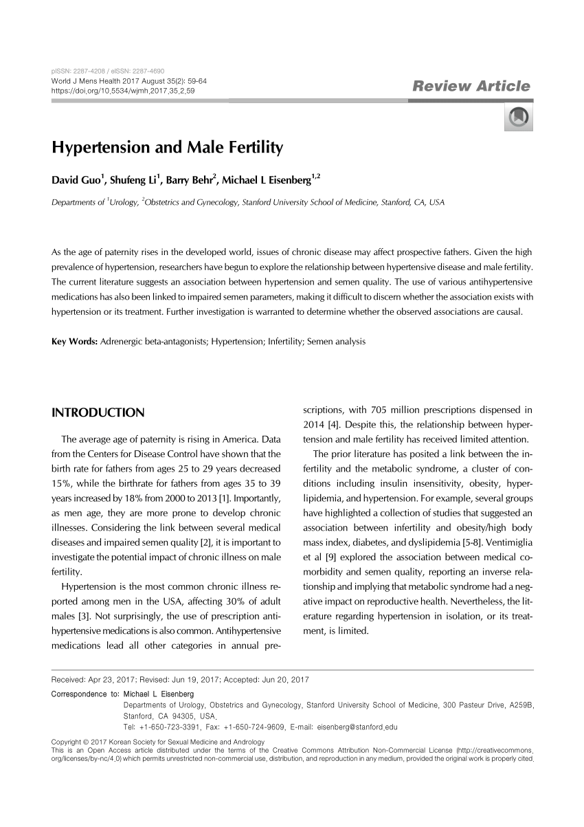 PDF) Hypertension and Male Fertility