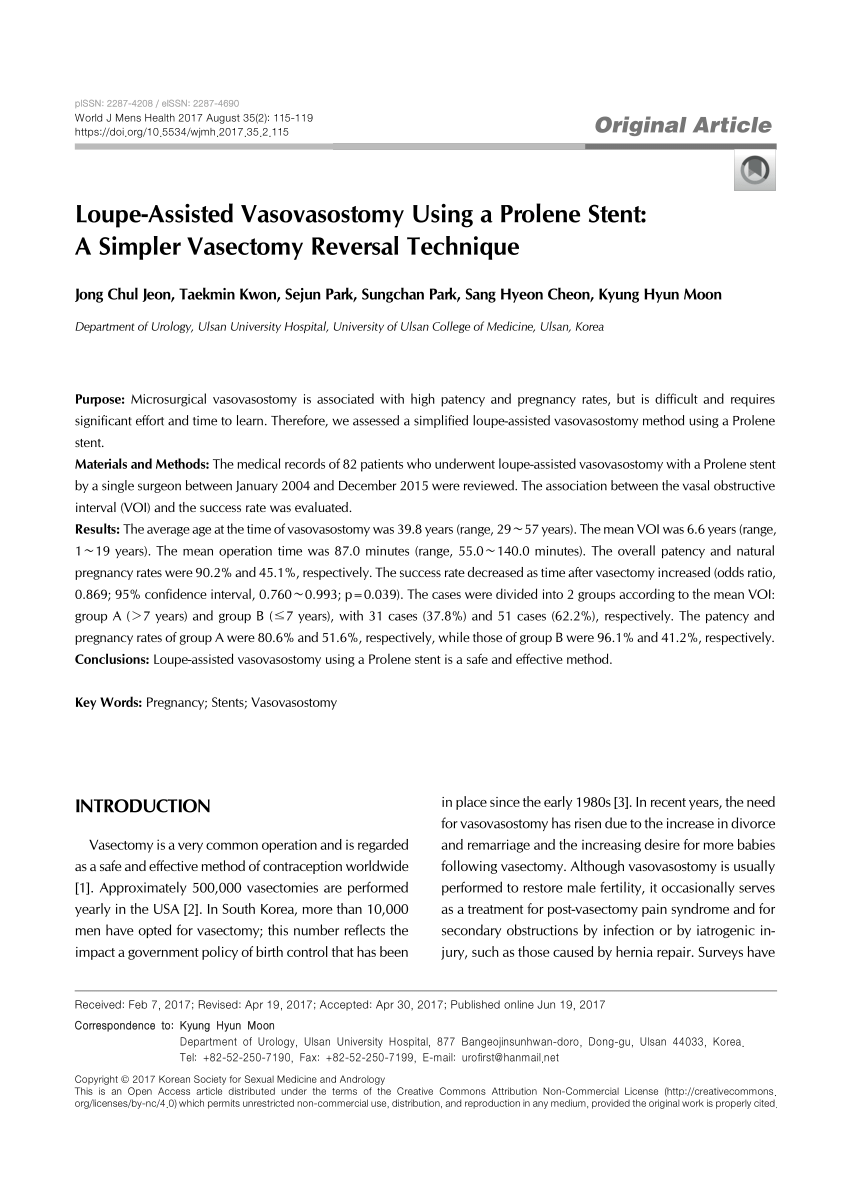 Vasectomy reversal (vasovasostomy) — Urology Associates