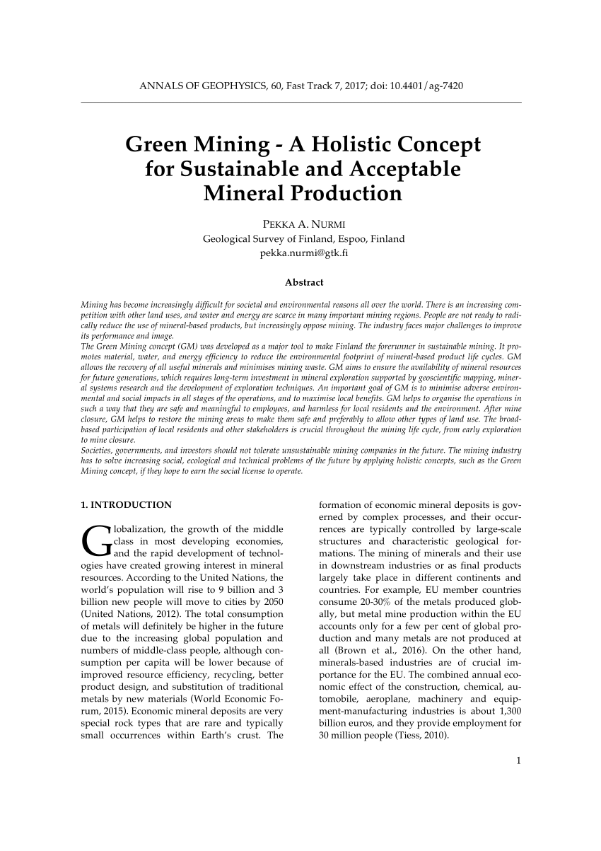 sustainable mining essay