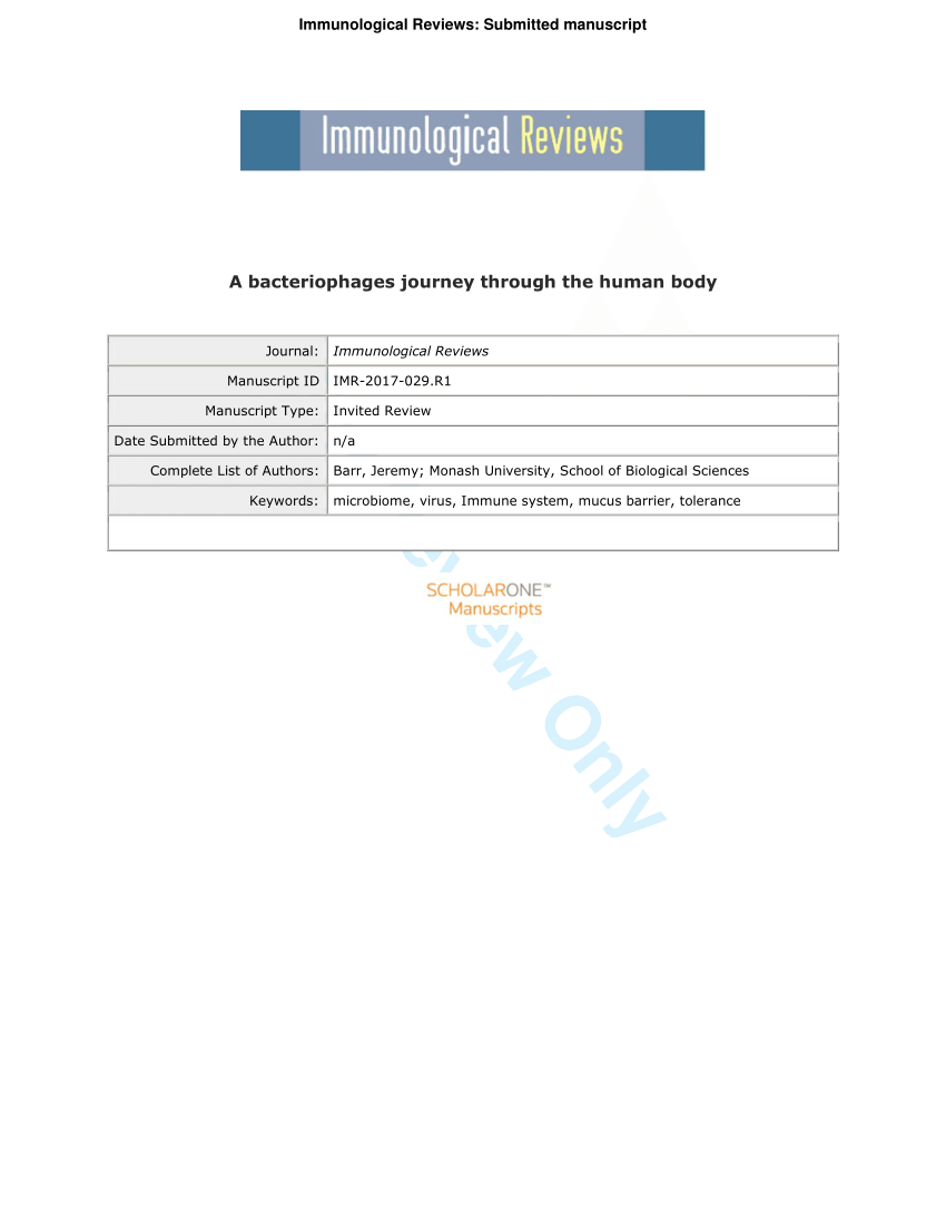 A bacteriophages journey through the human body - Barr - 2017 -  Immunological Reviews - Wiley Online Library
