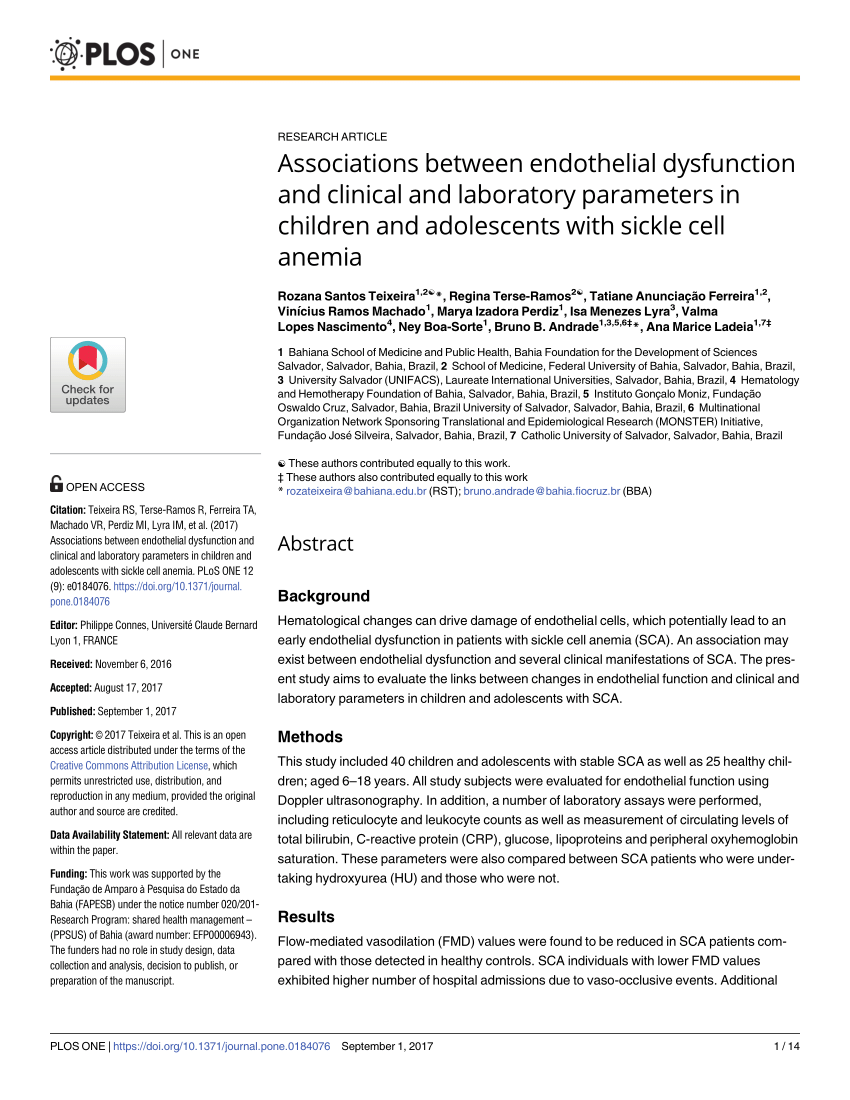 PDF) Associations between endothelial dysfunction and clinical and