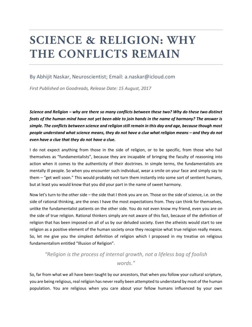 (PDF) Science & Religion Why the conflicts remain