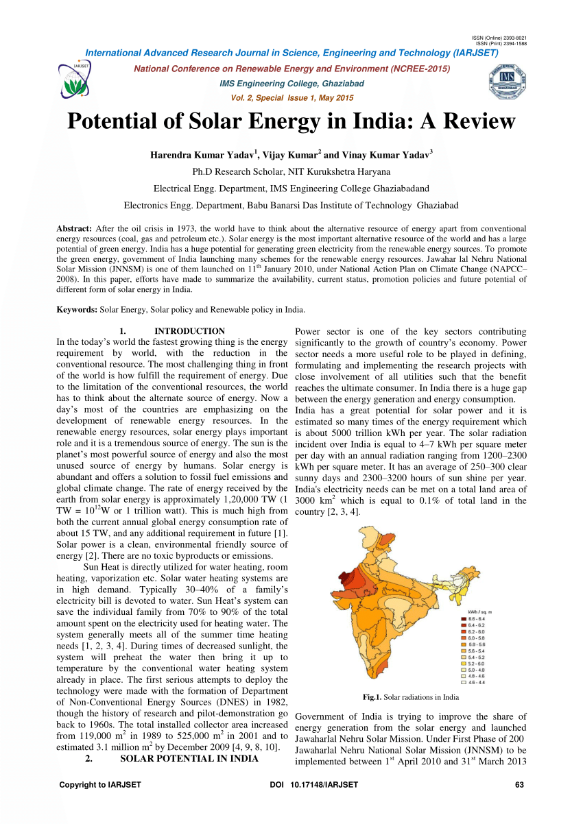 research paper on solar energy in india