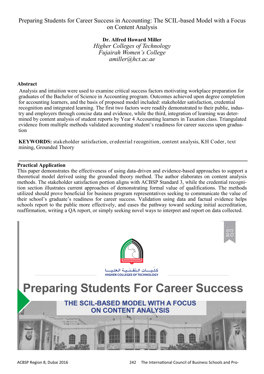 PDF) Preparing Students for Career Success: The SCIL-based Model with a  Focus on Content Analysis