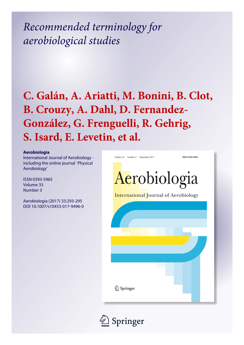 Pdf Recommended Terminology For Aerobiological Studies - 