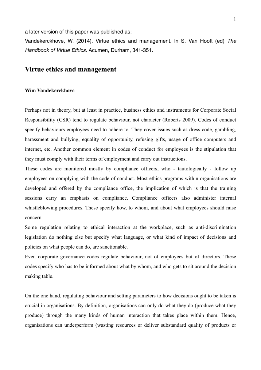 research paper for virtue ethics