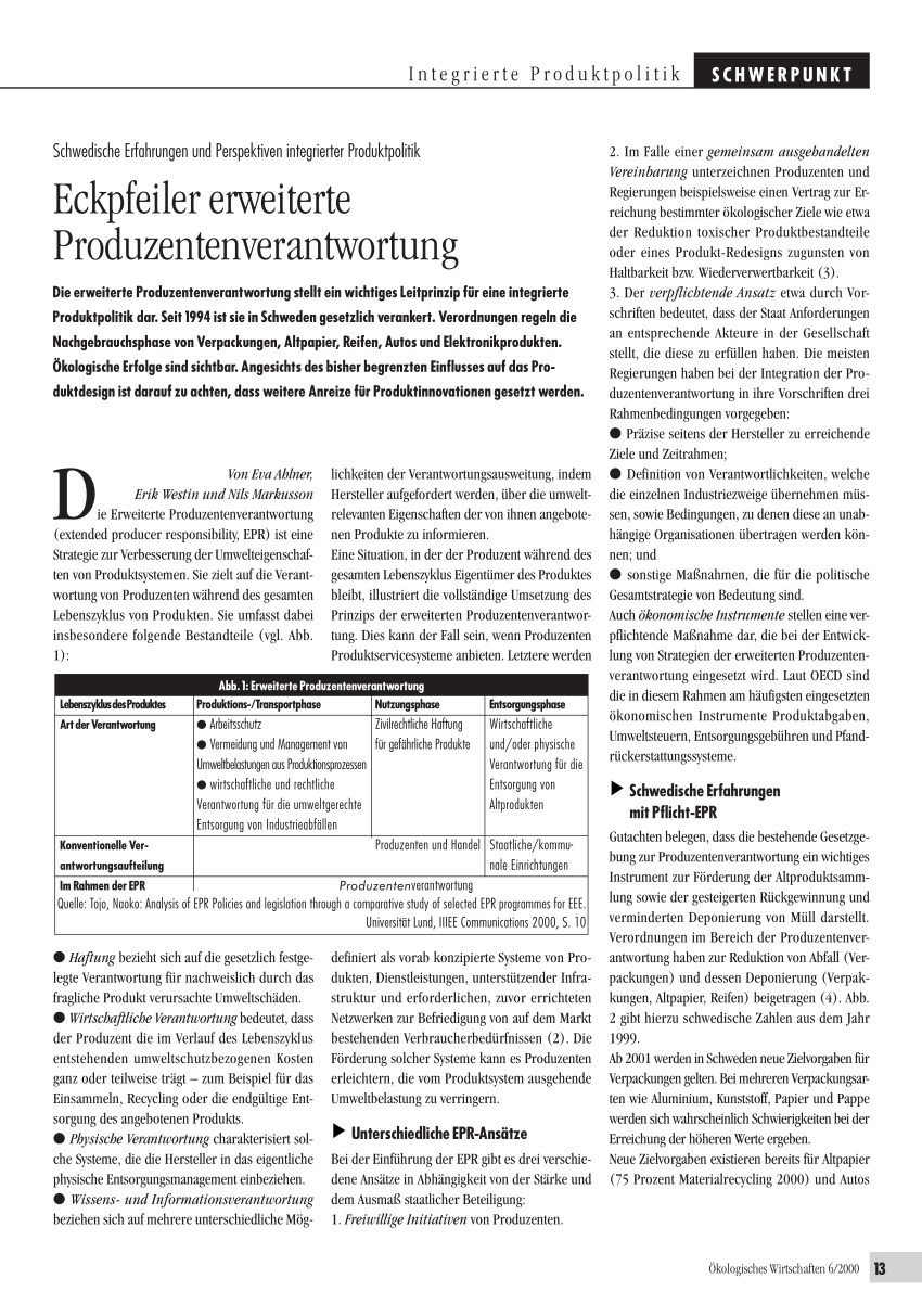 Pdf Eckpfeiler Erweiterte Produzentenverantwortung