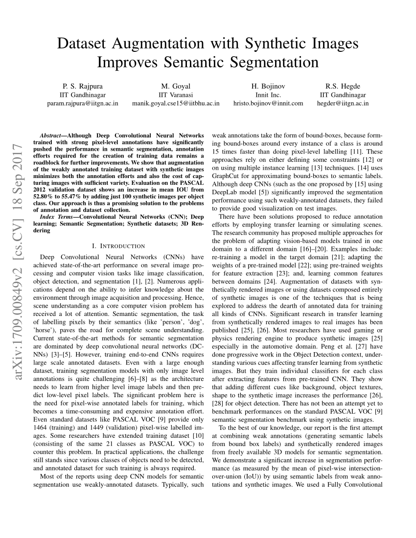 augmentation data semantic segmentation for Augmentation Images with Synthetic Improves (PDF) Dataset