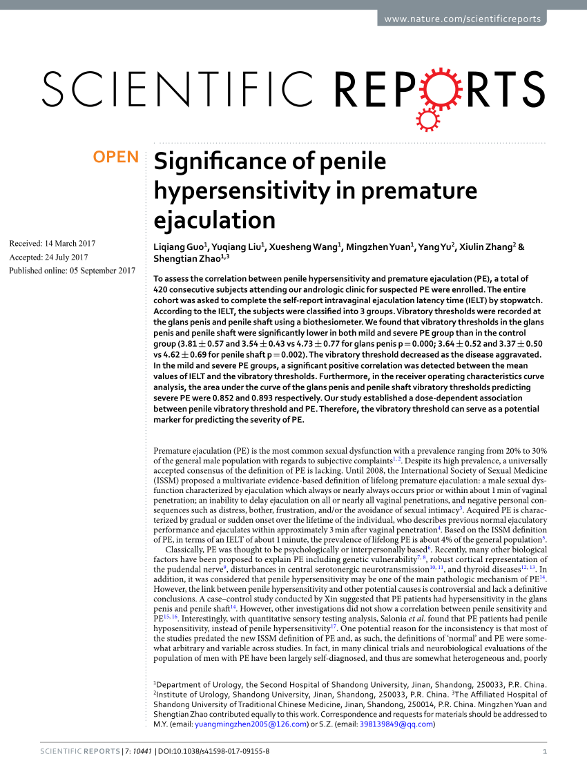 The link between penile hypersensitivity and premature 
