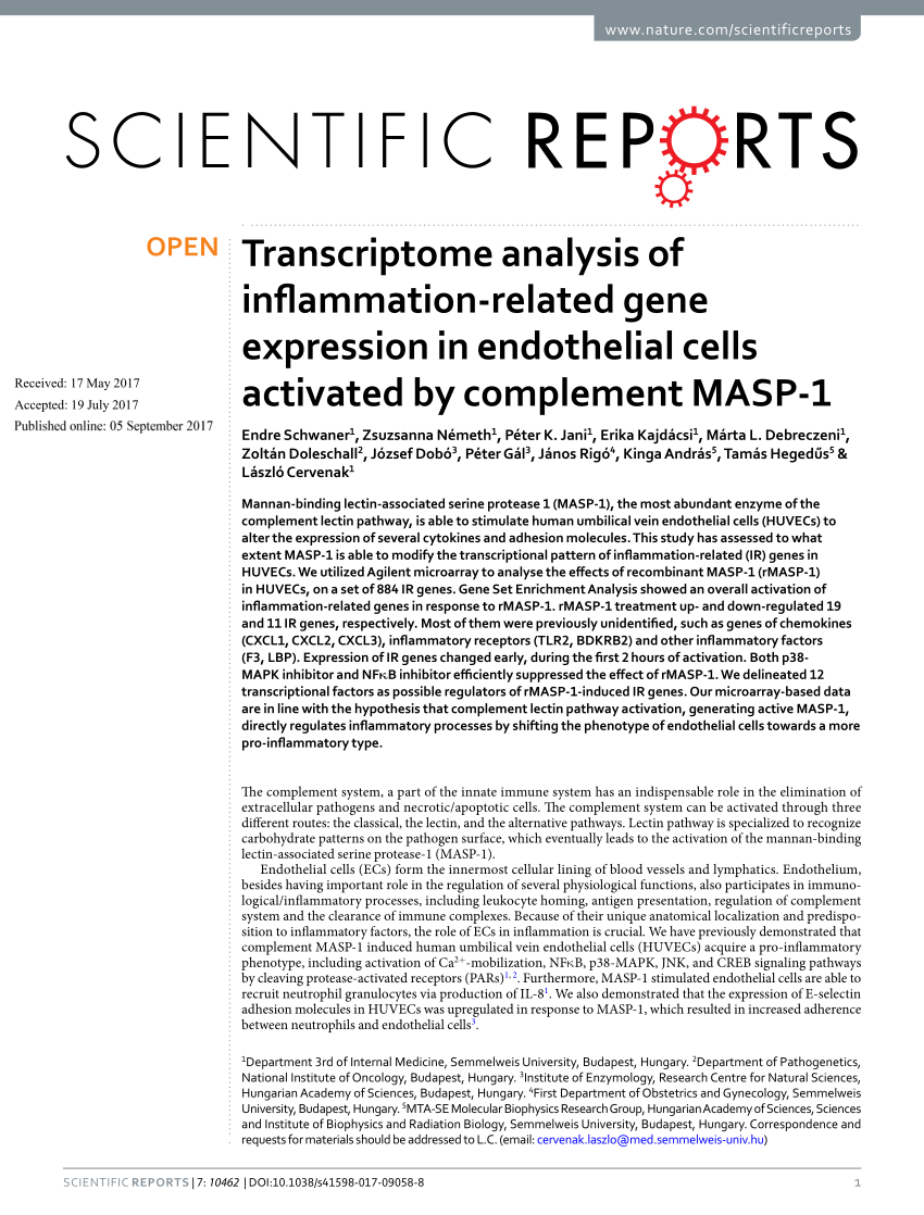 PDF) Transcriptome analysis of inflammation-related gene ...