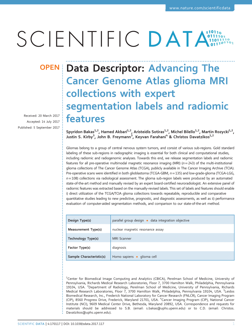 PDF) Advancing The Cancer Genome Atlas glioma MRI collections with ...
