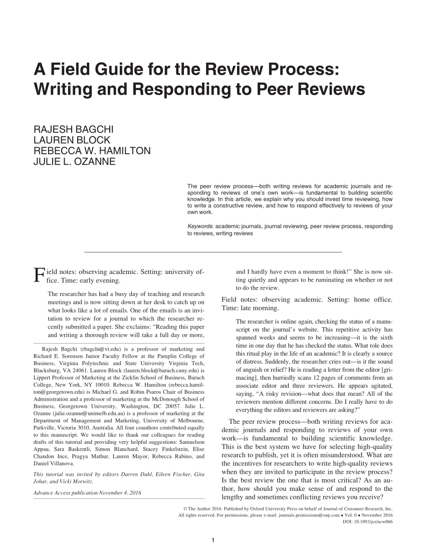PDF) A Field Guide for the Review Process: Writing and Responding