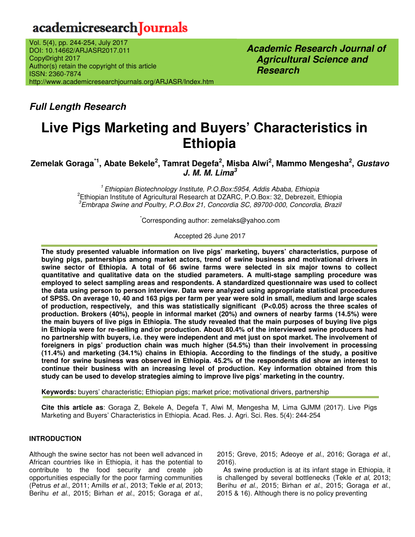 (PDF) Live Pigs Marketing and Buyers' Characteristics in ...