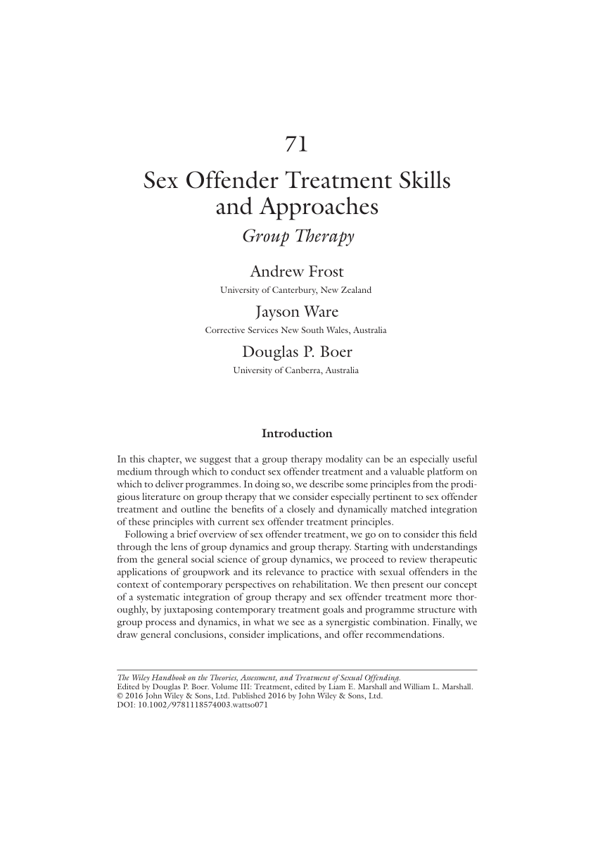 Pdf Sex Offender Treatment Skills And Approaches 8556