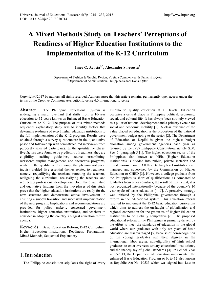 research paper about k 12 education in the philippines pdf