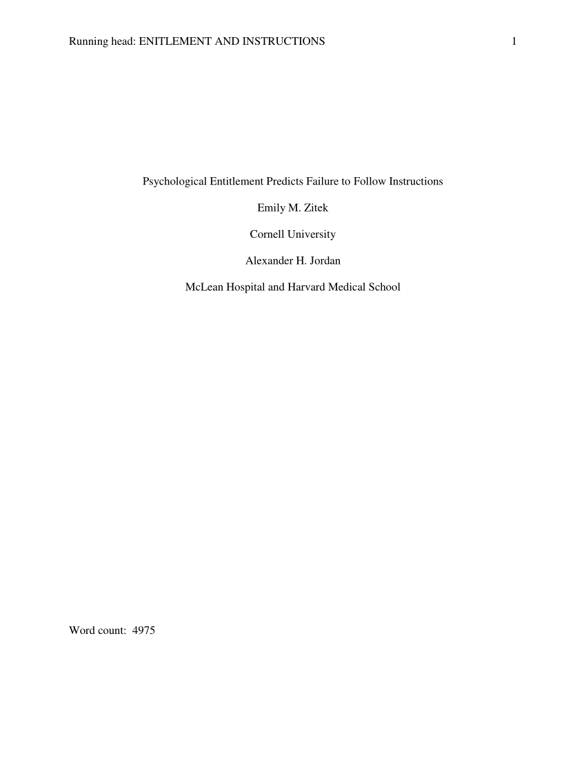 Pdf Psychological Entitlement Predicts Failure To Follow Instructions
