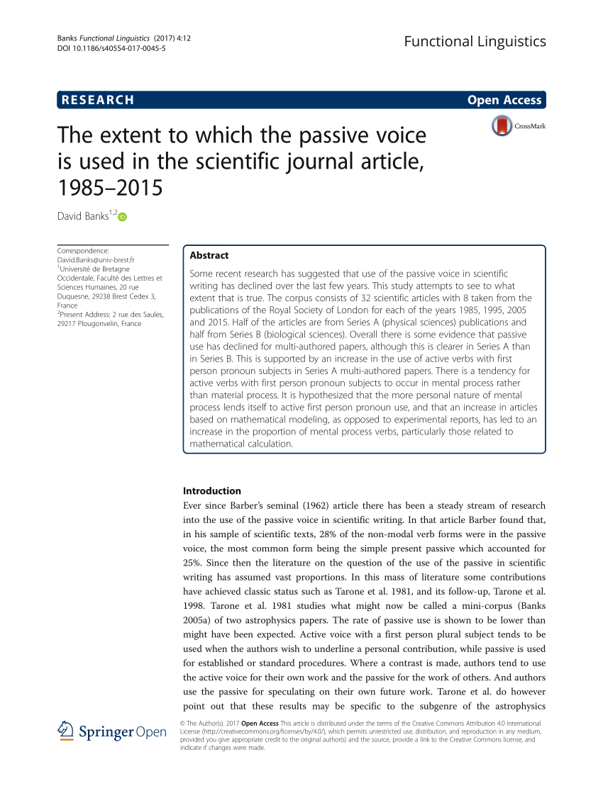 can you use passive voice in a research paper