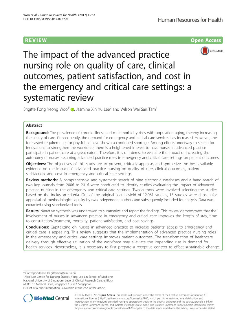PDF) The impact of the advanced practice nursing role on quality