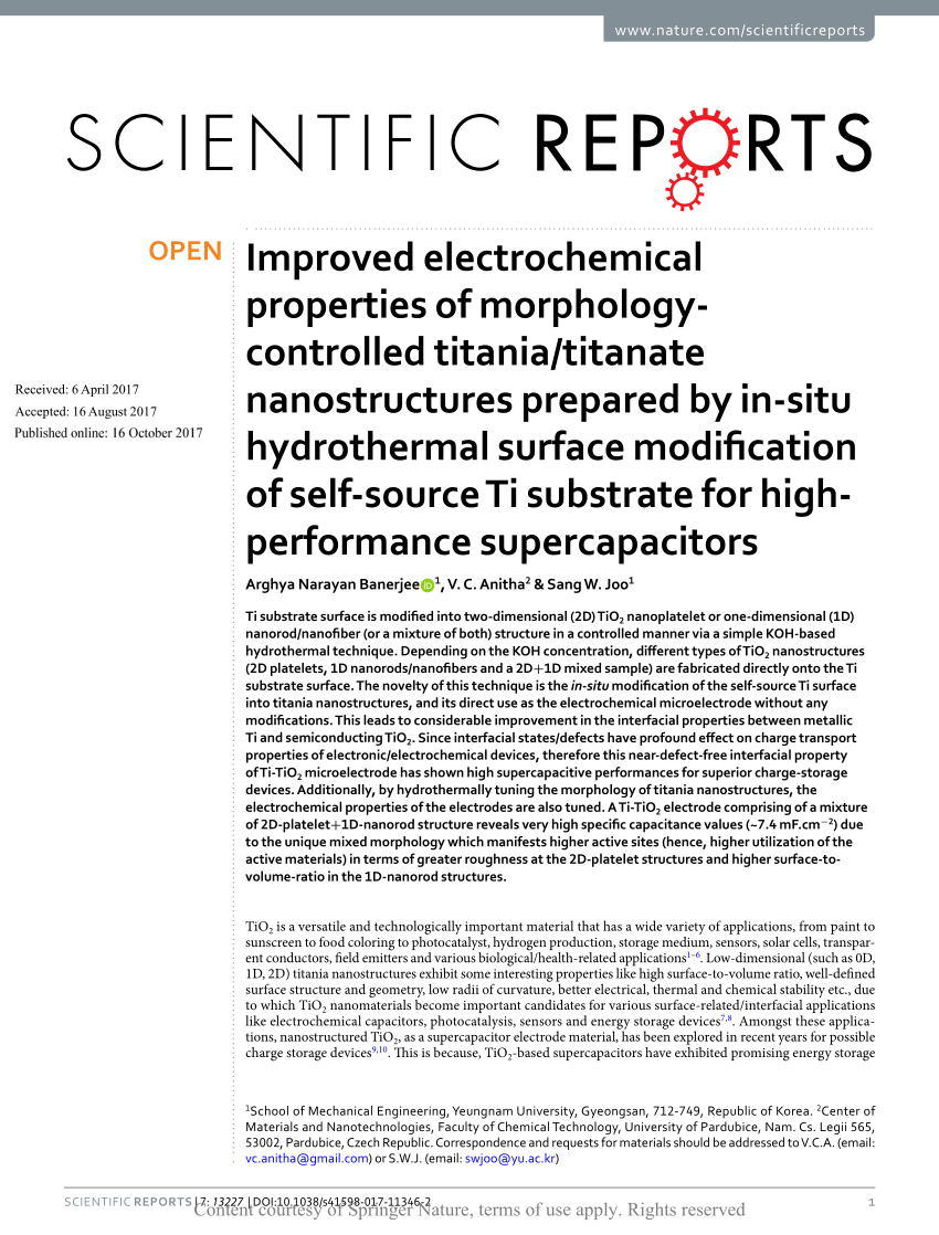 PDF) Improved electrochemical properties of morphology-controlled