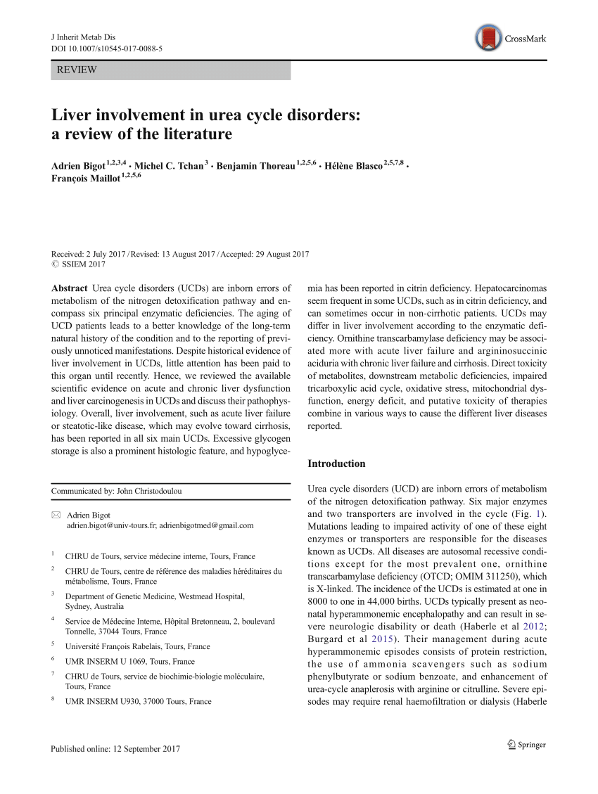 Pdf Liver Involvement In Urea Cycle Disorders A Review Of - 