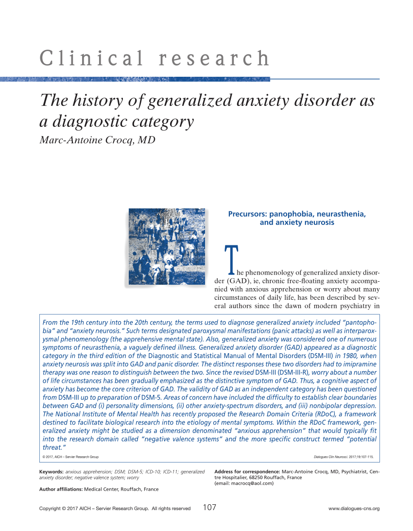 pdf) the history of generalized anxiety disorder as a diagnostic