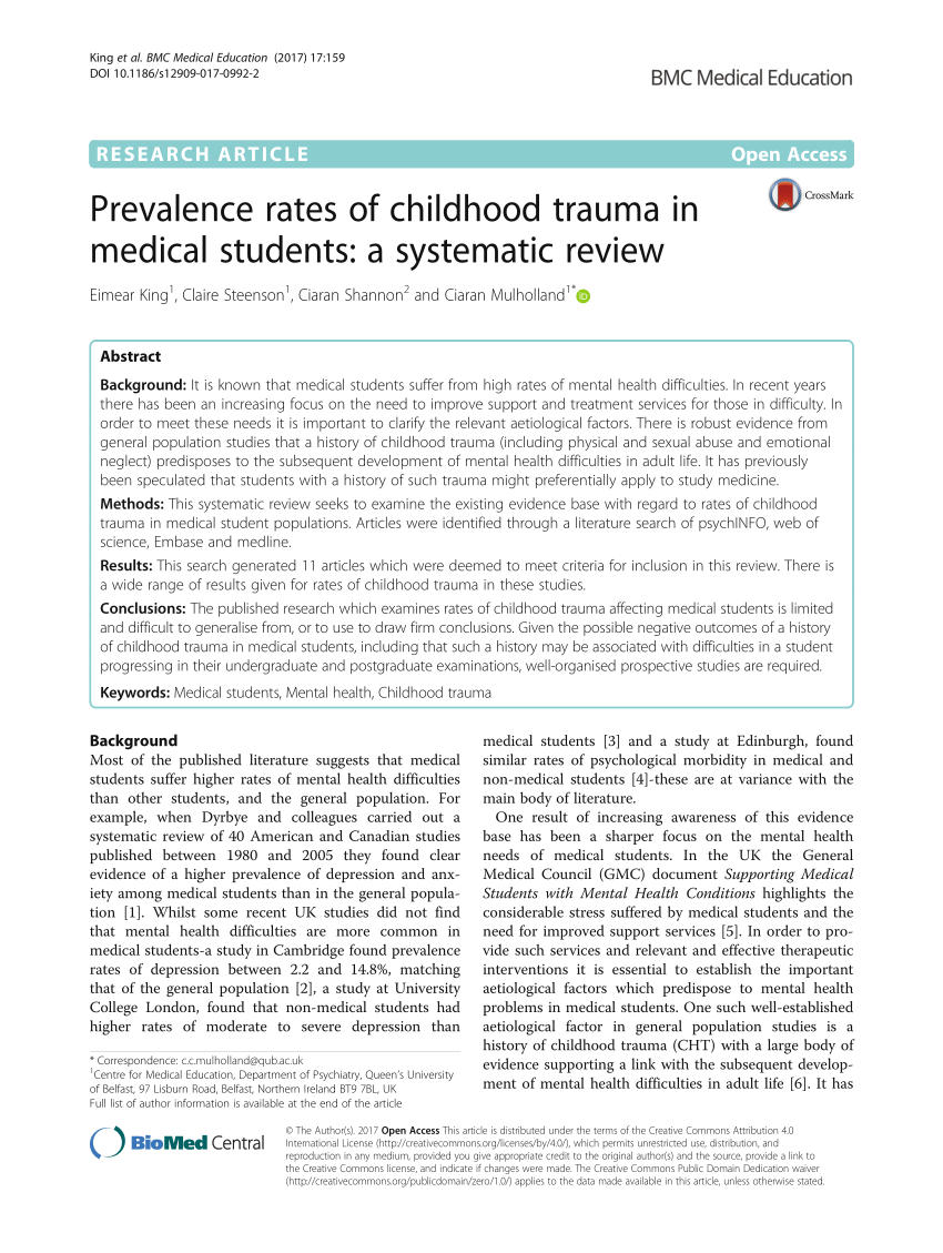 PDF) Prevalence rates of childhood trauma in medical students: A