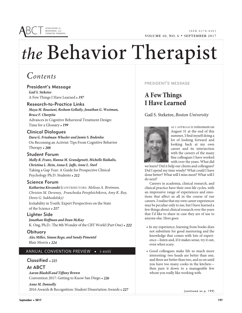 PDF) Advances in Cognitive Behavioral Treatment Design: Time for a