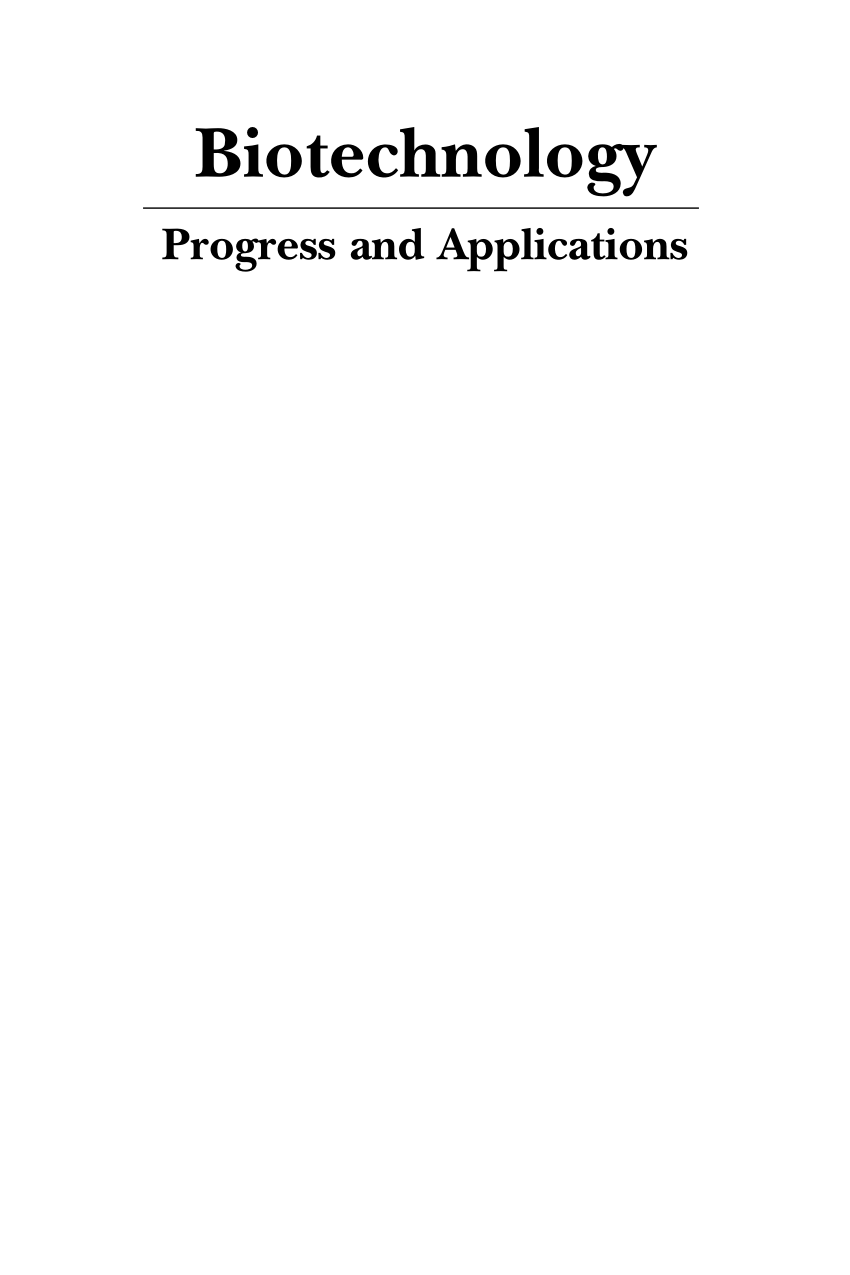 (PDF) Biotechnology Progress and Applications