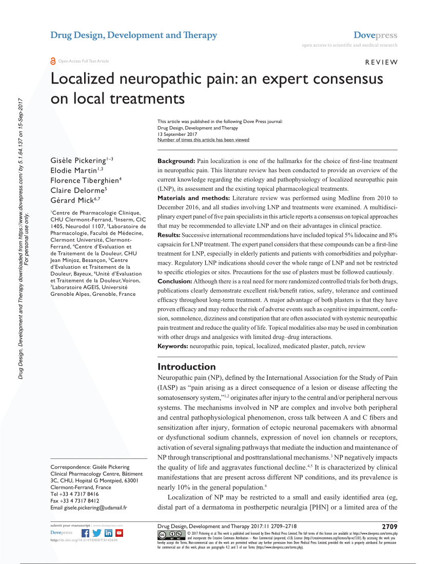 PDF) Localized neuropathic pain: an expert consensus on local treatments