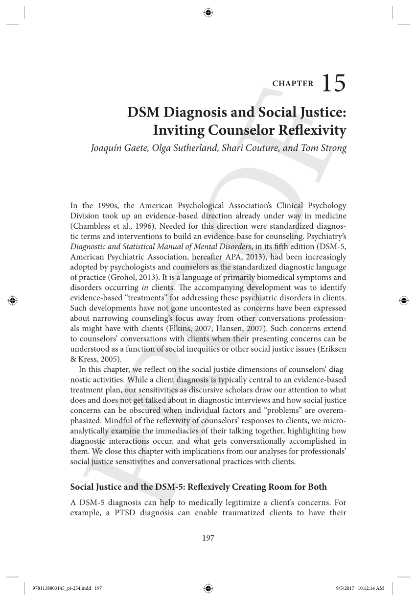 PDF) DSM Diagnosis and Social Justice: Inviting Counselor Reflexivity