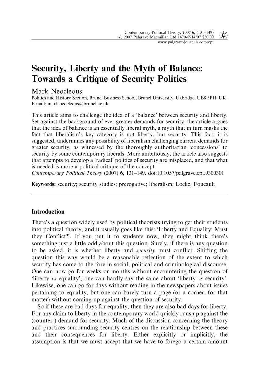 liberty vs security essay
