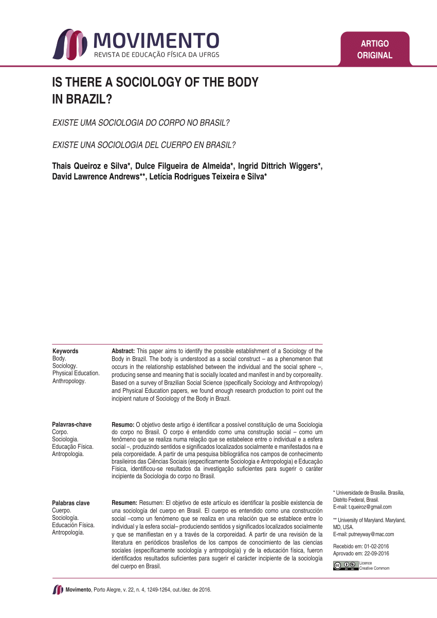 PDF) Relations with the body in Brazil.