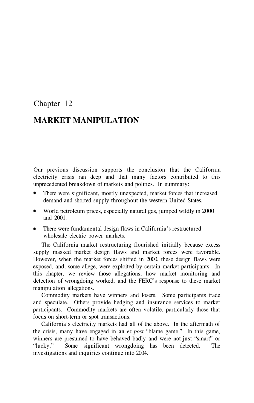 market manipulation thesis