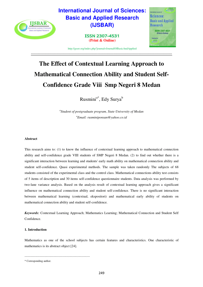 Pdf The Effect Of Contextual Learning Approach To Mathematical