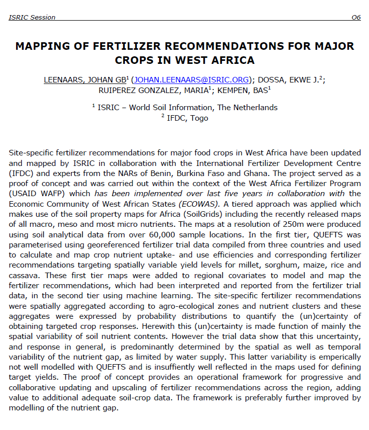 (PDF) Mapping of fertilizer recommmendations for major crops in West ...