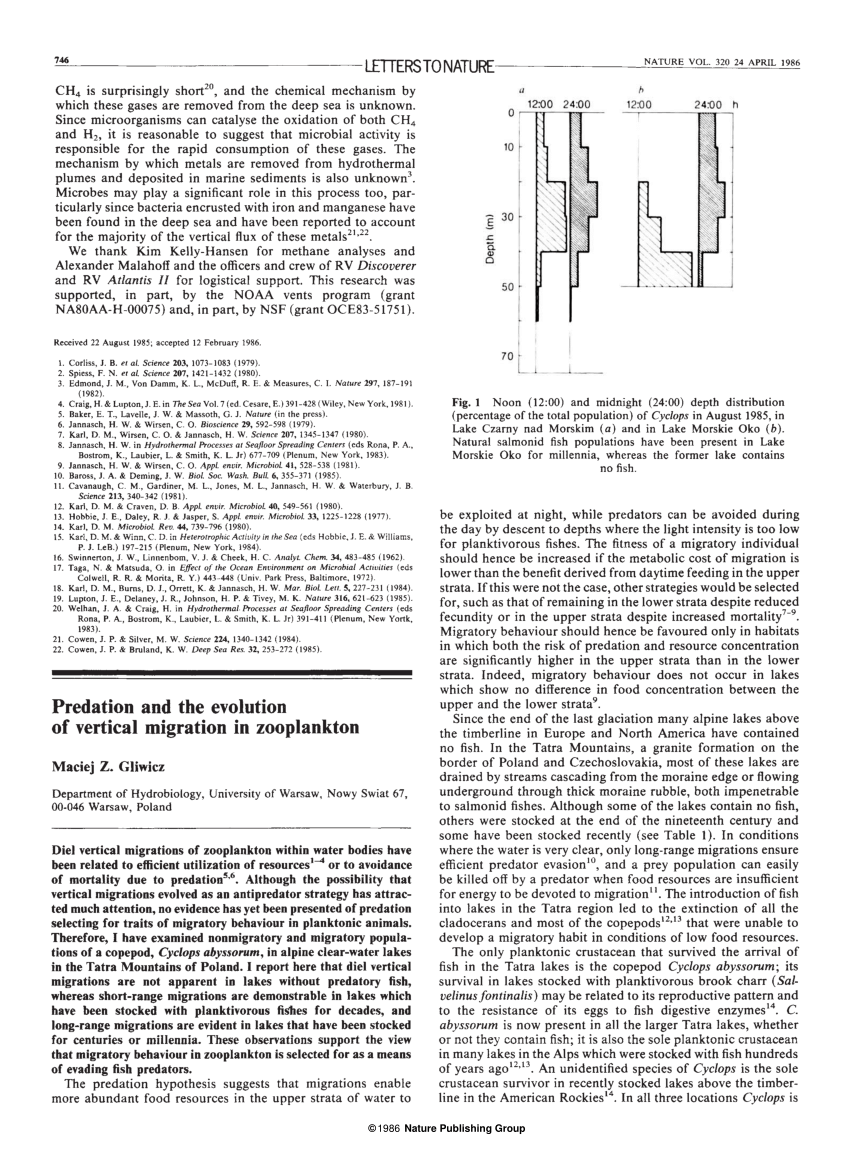PDF) Diel vertical migration of the copepod Thermocyclops inversus