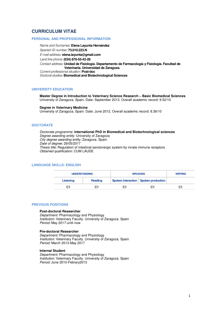 (PDF) Curriculum Vitae