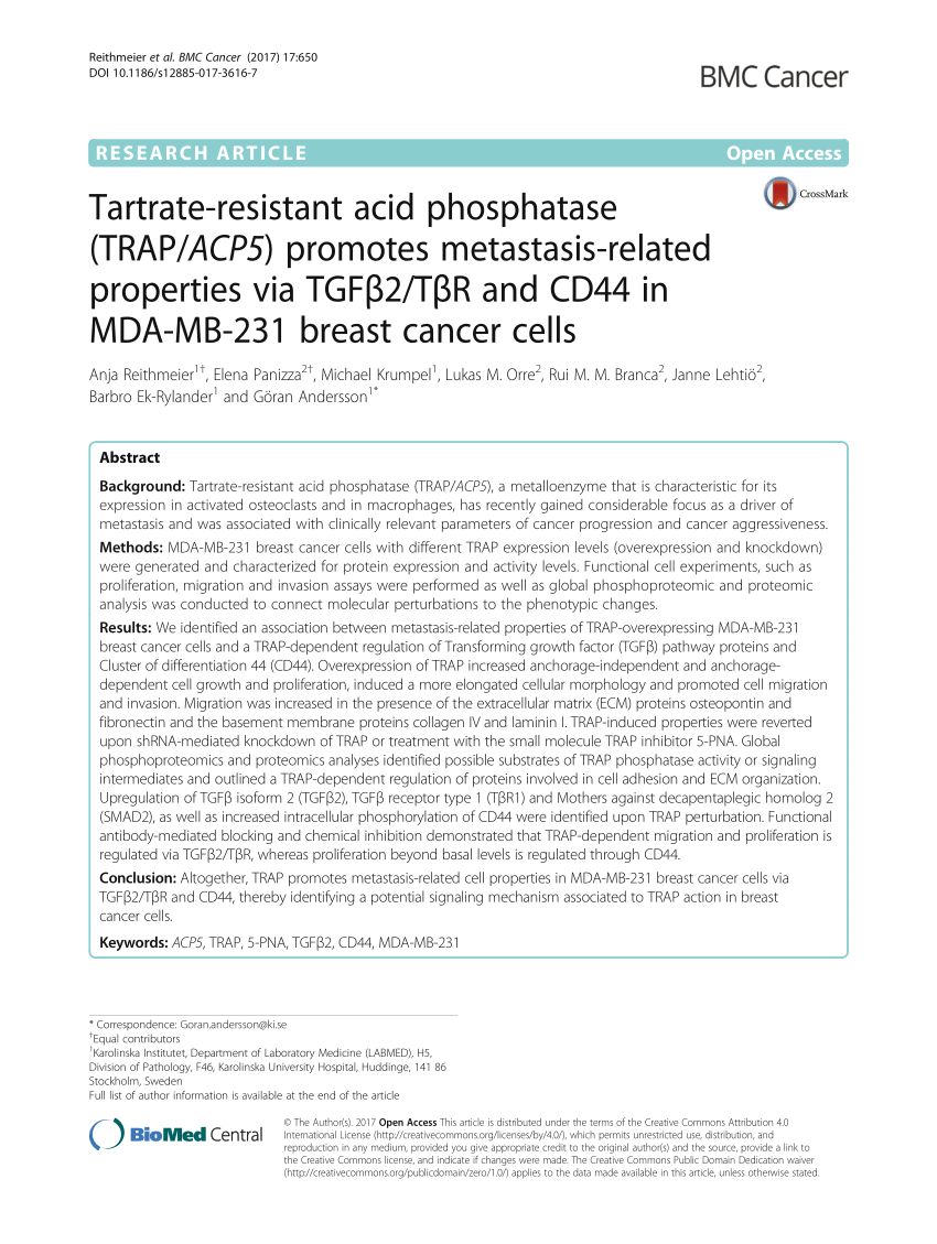 PDF) Tartrate-resistant acid phosphatase (TRAP/ACP5) promotes