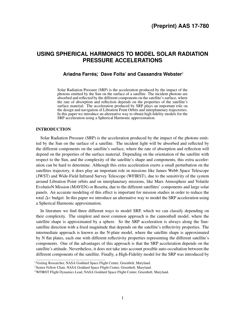 Pdf Using Spherical Harmonics To Model Solar Radiation