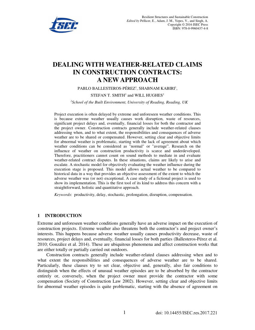 pdf contract construction claims (PDF) claims in Dealing related with weather construction