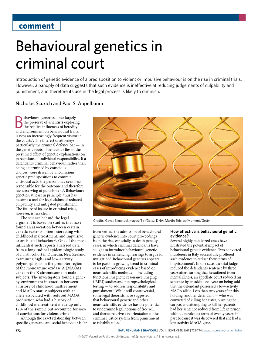 genetics and criminal behavior essay