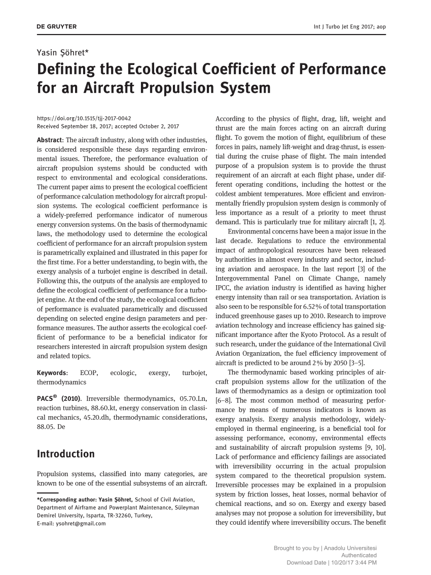 research papers on aircraft propulsion