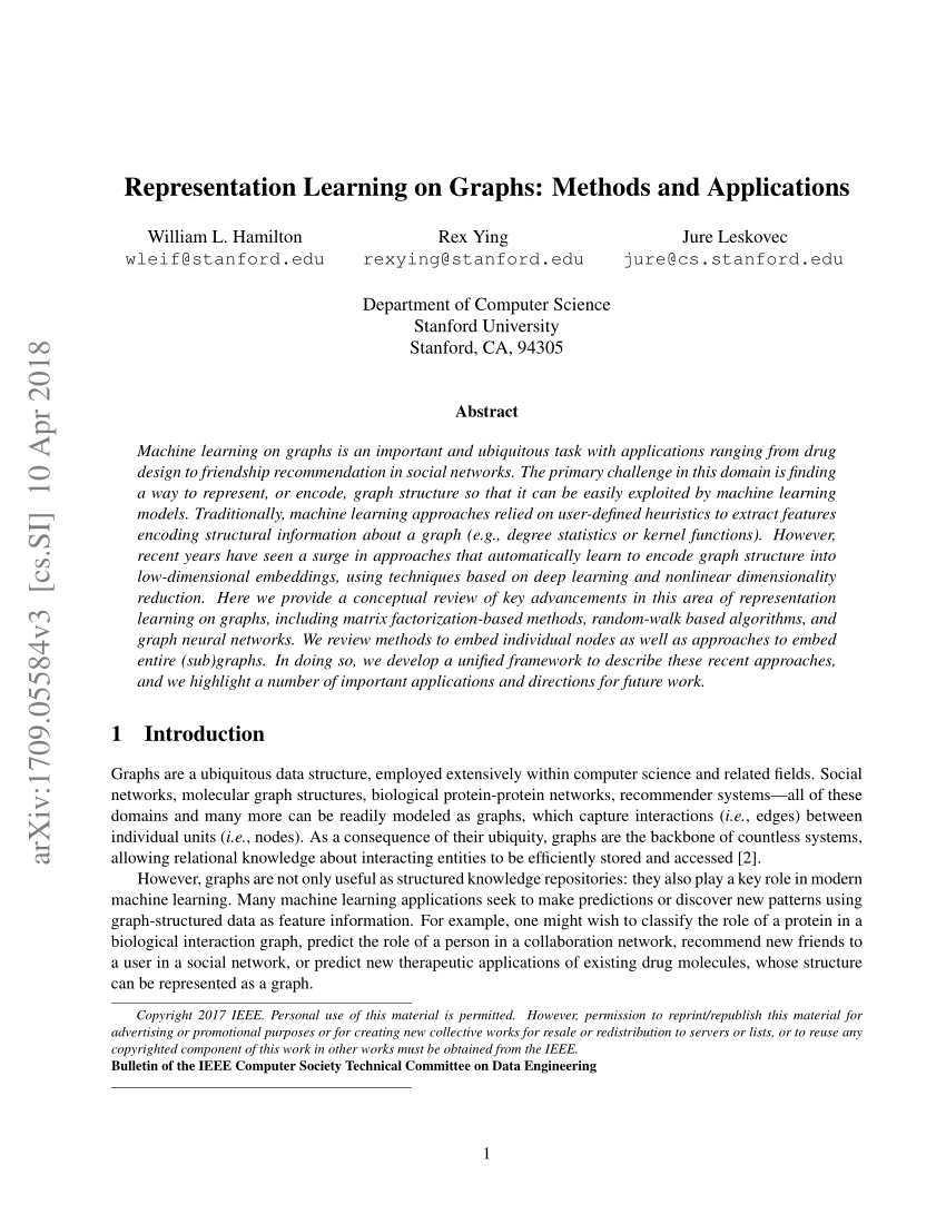 graph representation learning william l. hamilton pdf