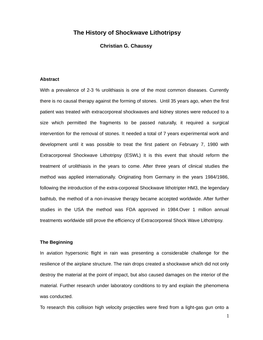 Pdf The History Of Shockwave Lithotripsy