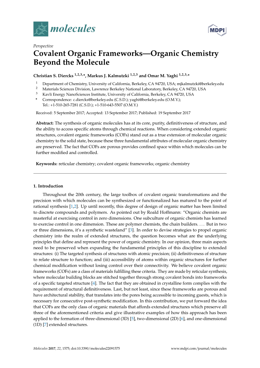 Covalent Organic Frameworks: Chemistry beyond the Structure