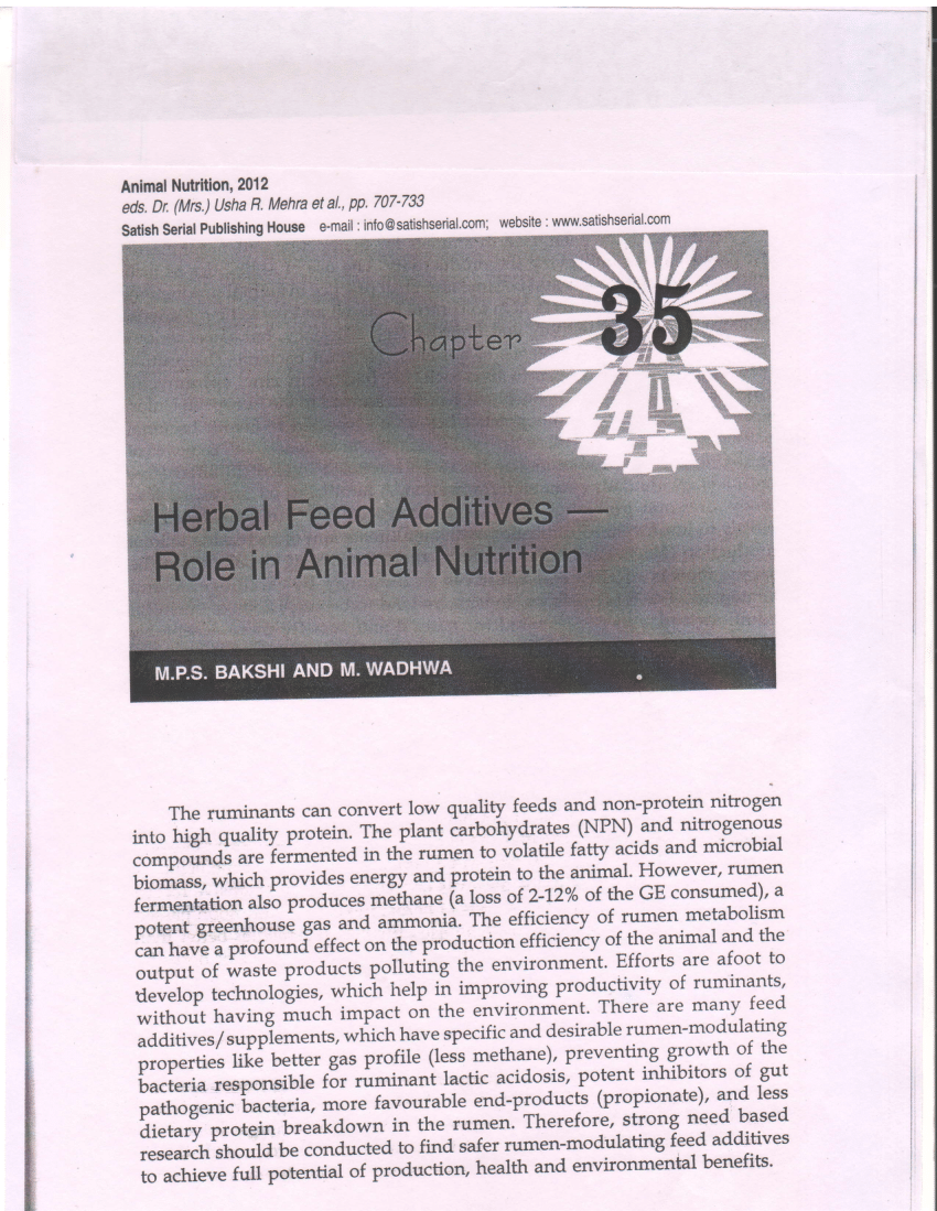 (PDF) Herbal feed additives-Role in Animal Nutrition