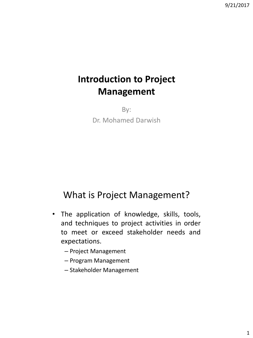 project management introduction essay