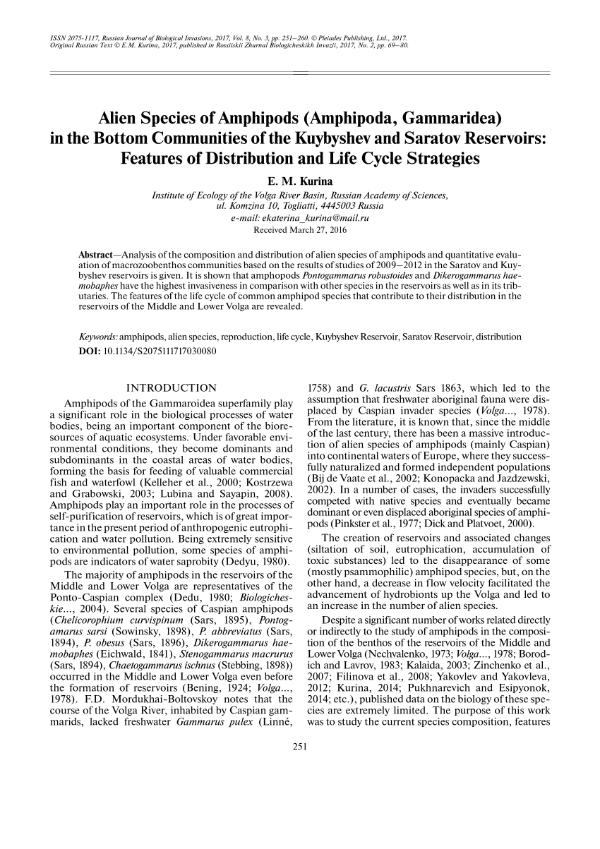 (PDF) Alien species of amphipods (Amphipoda, Gammaridea) in the bottom